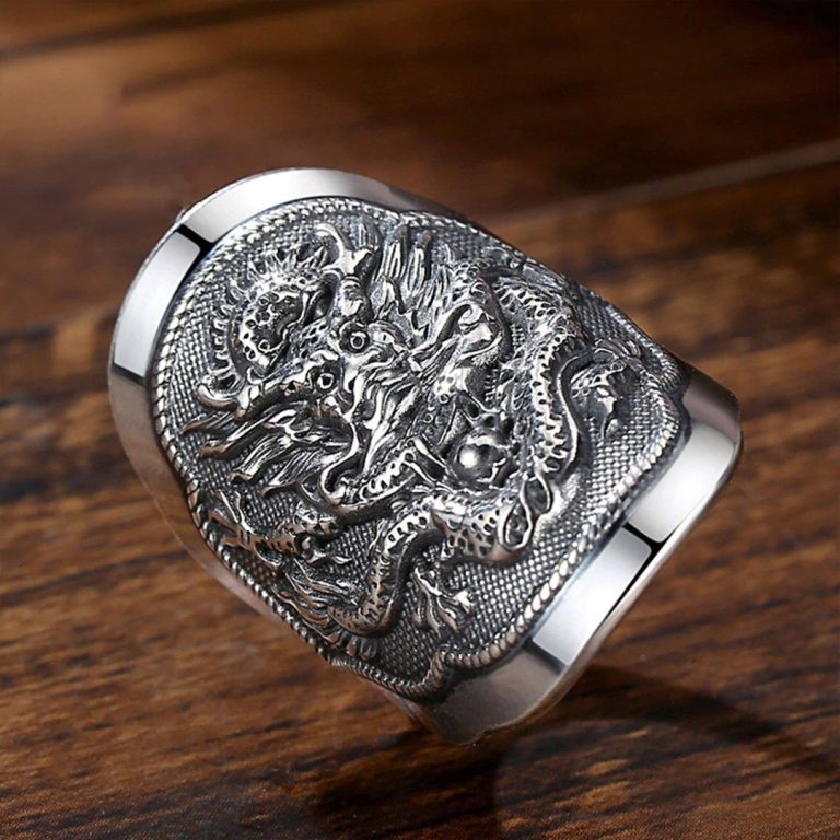 Japanse Ring Met Drakenmotief 4
