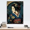 Oude Traditionele Geisha Schilderij 20x30 Cm