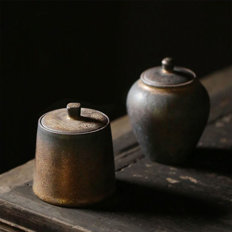 Oude Traditionele Japanse Theedoos Cilinder