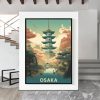 Vintage Osaka Landschap Schilderij 20x30 Cm